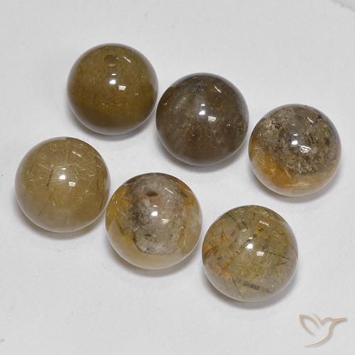 Gemas de Cuarzo rutilo Marrón medio natural de 21.41 ct, Esfera / Bola, Translúcido