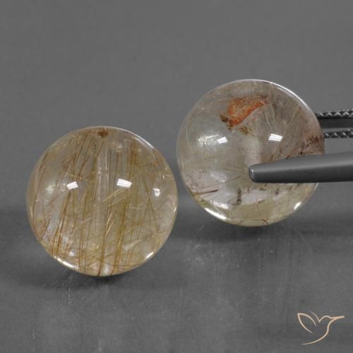 Gemas de Cuarzo rutilo Marrón cálido natural de 40.58 ct, Esfera / Bola, Transparente