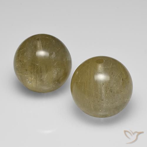 Gemas de Cuarzo rutilo Amarillo medio natural de 43.02 ct, Esfera / Bola, Transparente