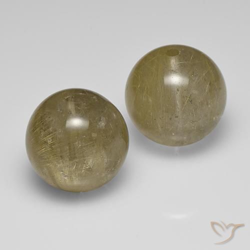 Gemas de Cuarzo rutilo Amarillo medio natural de 43.02 ct, Esfera / Bola, Transparente