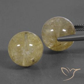 Gemas de Cuarzo rutilo Amarillo claro natural de 38.74 ct, Esfera / Bola, Transparente