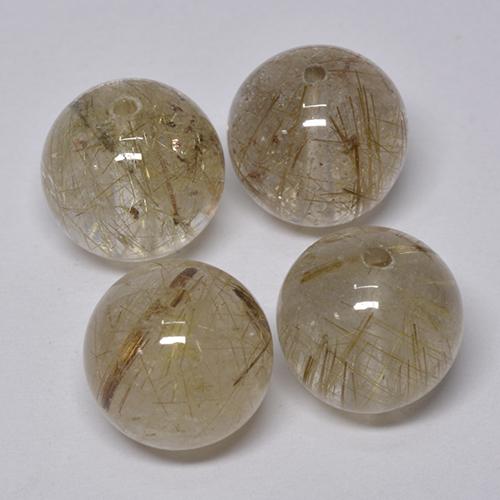 Gemas de cuarzo rutilado dorado natural de 28,45 ct, esfera / bola, transparente