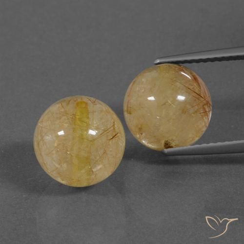 14.10ctw Natural Marrón naranja Cuarzo rutilo, Esfera / Bola, Transparente