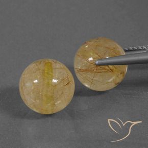 Gemas de Cuarzo rutilo Marrón naranja natural de 14.10 ct, Esfera / Bola, Transparente