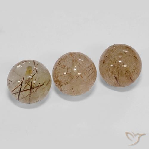 Gemas de Cuarzo rutilo Marrón muy claro natural de 25.54 ct, Esfera / Bola, Transparente
