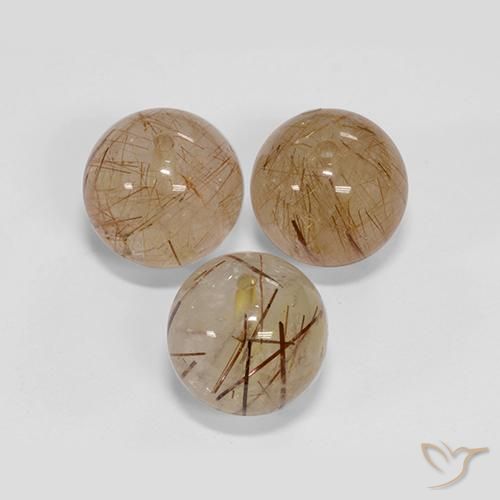 Gemas de Cuarzo rutilo Marrón muy claro natural de 25.54 ct, Esfera / Bola, Transparente