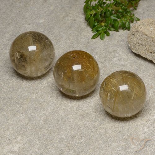 55.78ctw Natural Marrón-dorado muy claro Cuarzo rutilo, Esfera / Bola, Transparente