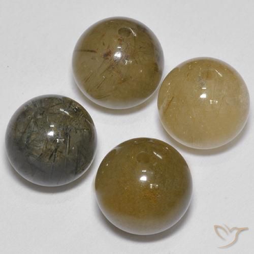 Gemas de Cuarzo rutilo Marrón natural de 17.91 ct, Esfera / Bola, Translúcido