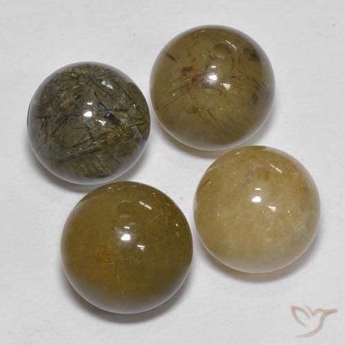 Gemas de Cuarzo rutilo Marrón natural de 17.91 ct, Esfera / Bola, Translúcido