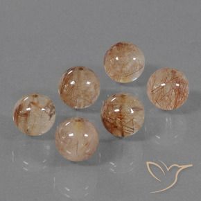 Gemas de Cuarzo rutilo Dorado durazno natural de 33.23 ct, Esfera / Bola, Transparente