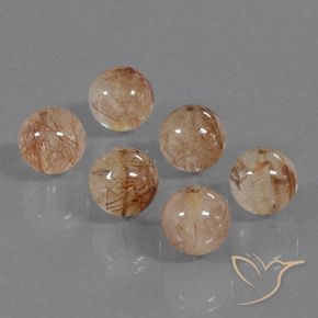 Gemas de Cuarzo rutilo Dorado durazno natural de 33.23 ct, Esfera / Bola, Transparente