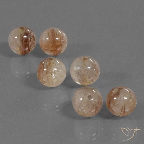 30.93ctw Natural Durazno medio Cuarzo rutilo, Esfera / Bola, Transparente