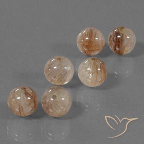Gemas de Cuarzo rutilo Durazno medio natural de 30.93 ct, Esfera / Bola, Transparente