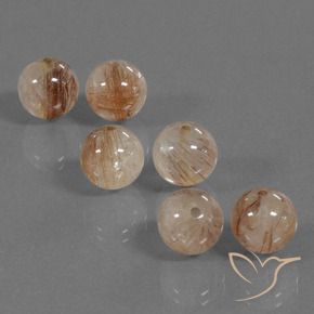Gemas de Cuarzo rutilo Durazno medio natural de 30.93 ct, Esfera / Bola, Transparente