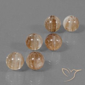 Gemas de Cuarzo rutilo Claro y bronce dorado natural de 33.37 ct, Esfera / Bola, Transparente