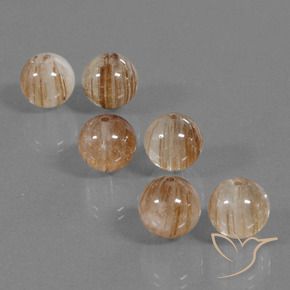 Gemas de Cuarzo rutilo Claro y bronce dorado natural de 33.37 ct, Esfera / Bola, Transparente