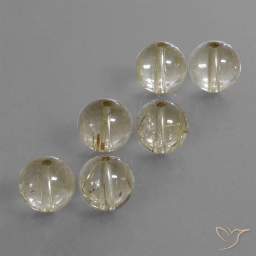Gemas de cuarzo rutilado blanco natural de 35,88 ct, esfera / bola, transparente