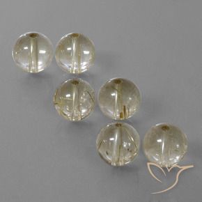 Gemas de cuarzo rutilado blanco natural de 35,88 ct, esfera / bola, transparente