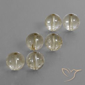 Gemas de cuarzo rutilado blanco natural de 35,88 ct, esfera / bola, transparente