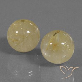 Gemas de Cuarzo rutilo Amarillo cálido natural de 35.82 ct, Esfera / Bola, Transparente