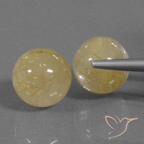 Gemas de Cuarzo rutilo Amarillo cálido natural de 35.82 ct, Esfera / Bola, Transparente