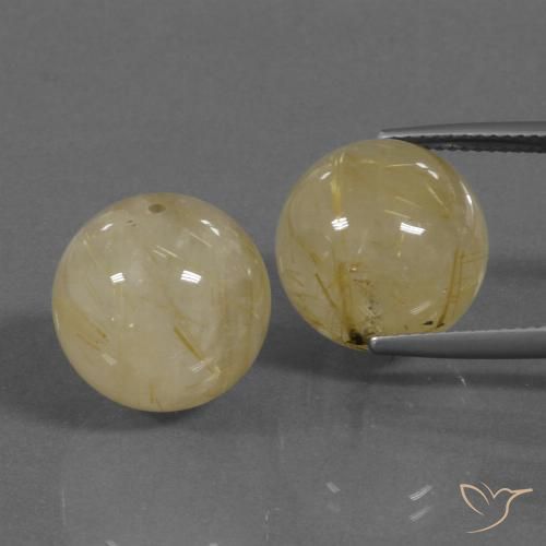 35.25ctw Natural Amarillo medio Cuarzo rutilo, Esfera / Bola, Transparente