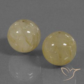 Gemas de Cuarzo rutilo Amarillo medio natural de 35.25 ct, Esfera / Bola, Transparente