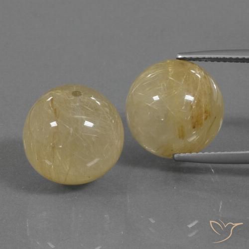 33.97ctw Natural Amarillo terroso Cuarzo rutilo, Esfera / Bola, Transparente