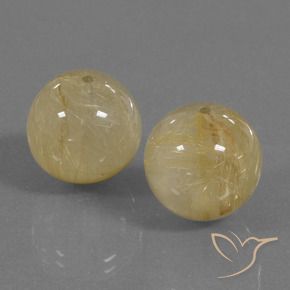 Gemas de Cuarzo rutilo Amarillo terroso natural de 33.97 ct, Esfera / Bola, Transparente