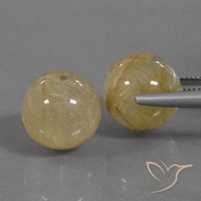 Gemas de Cuarzo rutilo Amarillo terroso natural de 33.97 ct, Esfera / Bola, Transparente