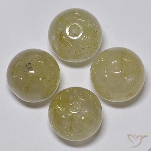 Gemas de Cuarzo rutilo Amarillo pálido natural de 69.93 ct, Esfera / Bola, Transparente