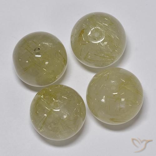 Gemas de Cuarzo rutilo Amarillo pálido natural de 69.93 ct, Esfera / Bola, Transparente