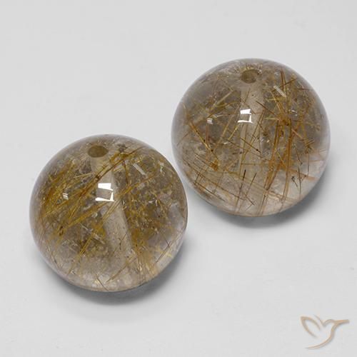 Gemas de Cuarzo rutilo Marrón cálido natural de 30.85 ct, Esfera / Bola, Transparente