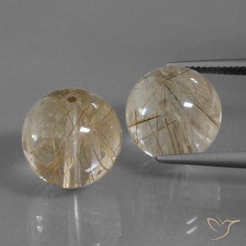 33.38ctw Natural Marrón cálido Cuarzo rutilo, Esfera / Bola, Transparente