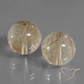 Gemas de Cuarzo rutilo Marrón cálido natural de 33.38 ct, Esfera / Bola, Transparente