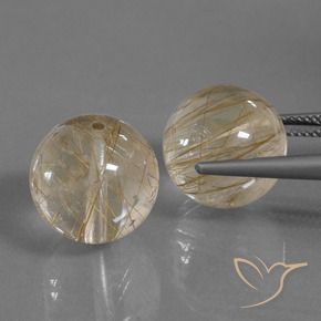 Gemas de Cuarzo rutilo Marrón cálido natural de 33.38 ct, Esfera / Bola, Transparente