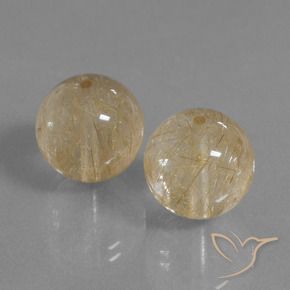 Gemas de Cuarzo rutilo Marrón-dorado muy claro natural de 23.25 ct, Esfera / Bola, Transparente