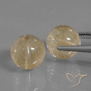 Gemas de Cuarzo rutilo Marrón-dorado muy claro natural de 23.25 ct, Esfera / Bola, Transparente