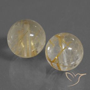 Gemas de Cuarzo rutilo Amarillo dorado natural de 19.32 ct, Esfera / Bola, Transparente
