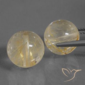 Gemas de Cuarzo rutilo Amarillo dorado natural de 19.32 ct, Esfera / Bola, Transparente
