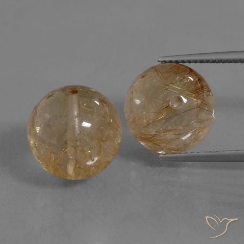 28.98ctw Natural Marrón muy claro Cuarzo rutilo, Esfera / Bola, Transparente