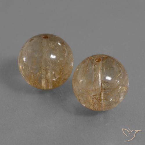 Gemas de Cuarzo rutilo Marrón muy claro natural de 28.98 ct, Esfera / Bola, Transparente