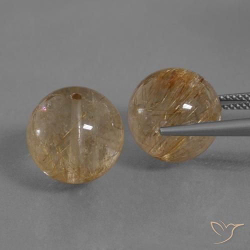 Gemas de Cuarzo rutilo Marrón muy claro natural de 28.98 ct, Esfera / Bola, Transparente