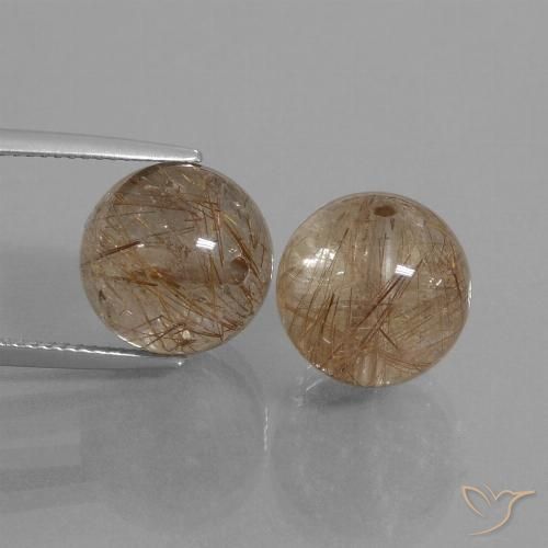23.69ctw Natural Marrón cálido Cuarzo rutilo, Esfera / Bola, Transparente