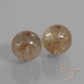 Gemas de Cuarzo rutilo Marrón cálido natural de 23.69 ct, Esfera / Bola, Transparente