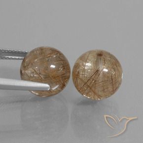 Gemas de Cuarzo rutilo Marrón cálido natural de 23.69 ct, Esfera / Bola, Transparente