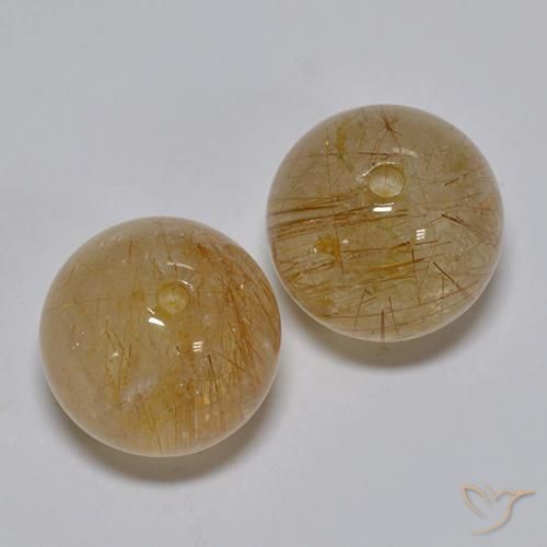 Gemas de Cuarzo rutilo Marrón leonado claro natural de 10.76 ct, Esfera / Bola, Transparente