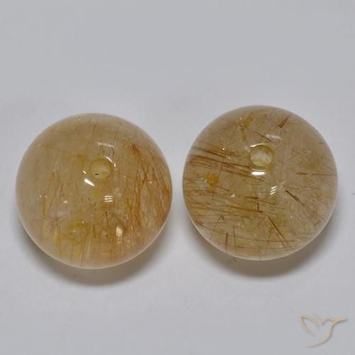 Gemas de Cuarzo rutilo Marrón leonado claro natural de 10.76 ct, Esfera / Bola, Transparente