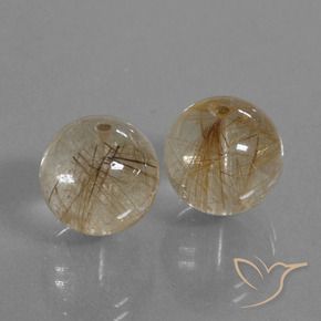 Gemas de Cuarzo rutilo Marrón leonado muy claro natural de 20.78 ct, Esfera / Bola, Transparente