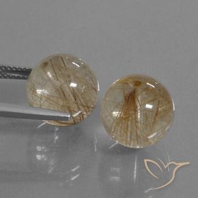 Gemas de Cuarzo rutilo Marrón leonado muy claro natural de 20.78 ct, Esfera / Bola, Transparente